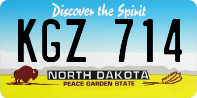 ND license plate KGZ714