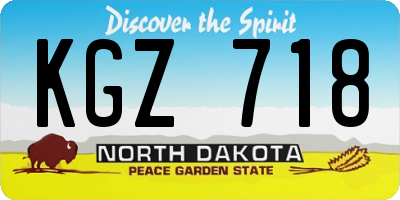 ND license plate KGZ718