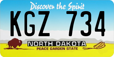 ND license plate KGZ734