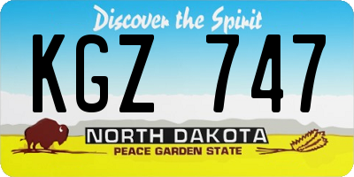 ND license plate KGZ747