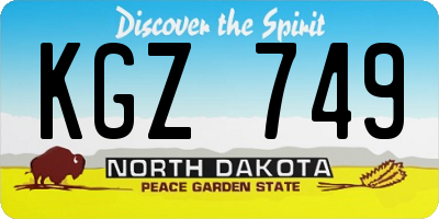 ND license plate KGZ749