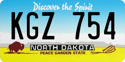 ND license plate KGZ754