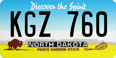 ND license plate KGZ760