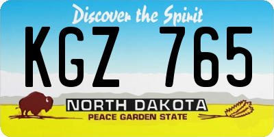 ND license plate KGZ765