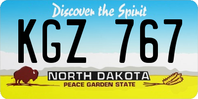 ND license plate KGZ767