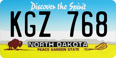 ND license plate KGZ768