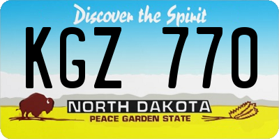 ND license plate KGZ770