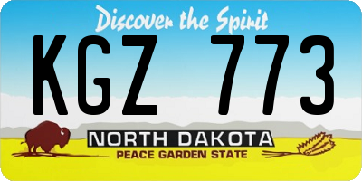 ND license plate KGZ773