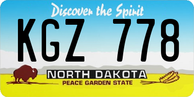 ND license plate KGZ778