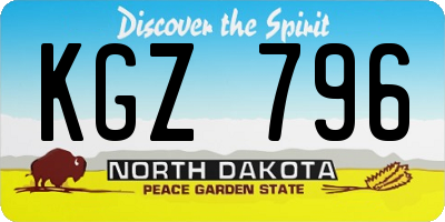 ND license plate KGZ796