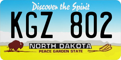 ND license plate KGZ802