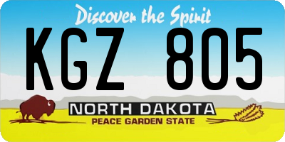 ND license plate KGZ805