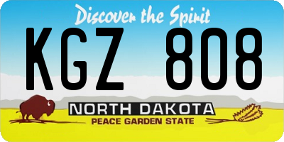 ND license plate KGZ808