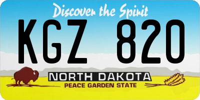 ND license plate KGZ820