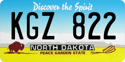 ND license plate KGZ822