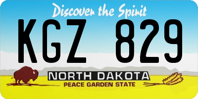ND license plate KGZ829