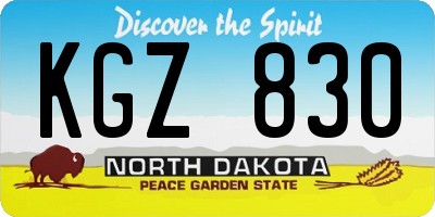 ND license plate KGZ830