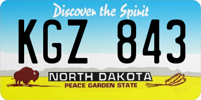 ND license plate KGZ843