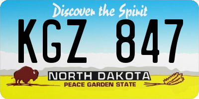 ND license plate KGZ847