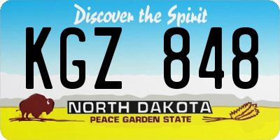 ND license plate KGZ848