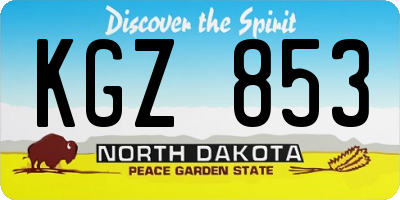 ND license plate KGZ853