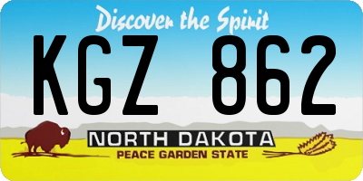 ND license plate KGZ862