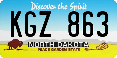 ND license plate KGZ863
