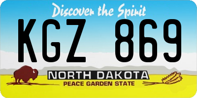 ND license plate KGZ869