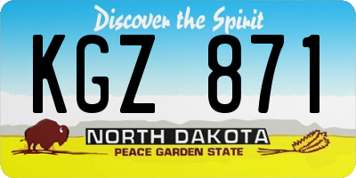 ND license plate KGZ871