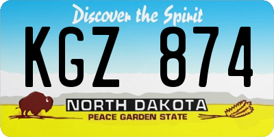 ND license plate KGZ874
