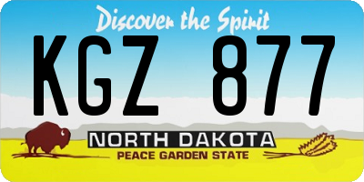 ND license plate KGZ877