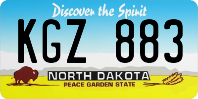ND license plate KGZ883
