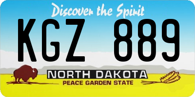 ND license plate KGZ889
