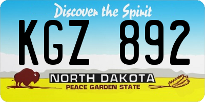 ND license plate KGZ892