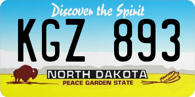 ND license plate KGZ893