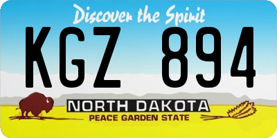 ND license plate KGZ894