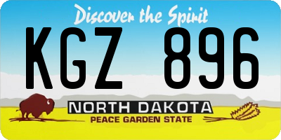 ND license plate KGZ896