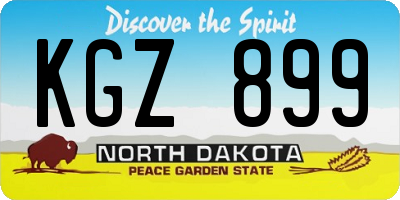 ND license plate KGZ899