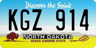 ND license plate KGZ914