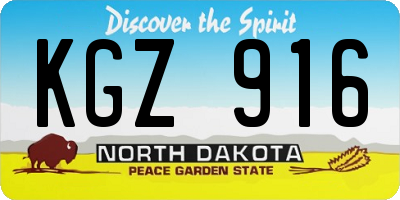 ND license plate KGZ916