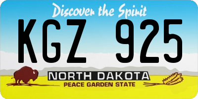 ND license plate KGZ925