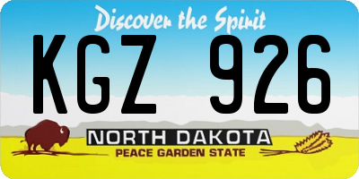 ND license plate KGZ926