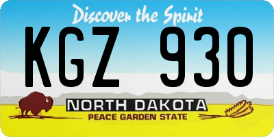 ND license plate KGZ930