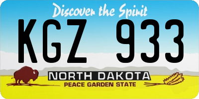 ND license plate KGZ933