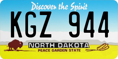 ND license plate KGZ944