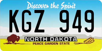 ND license plate KGZ949