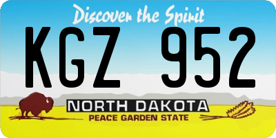 ND license plate KGZ952