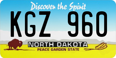 ND license plate KGZ960