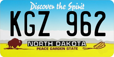 ND license plate KGZ962