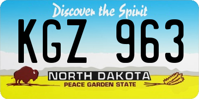 ND license plate KGZ963